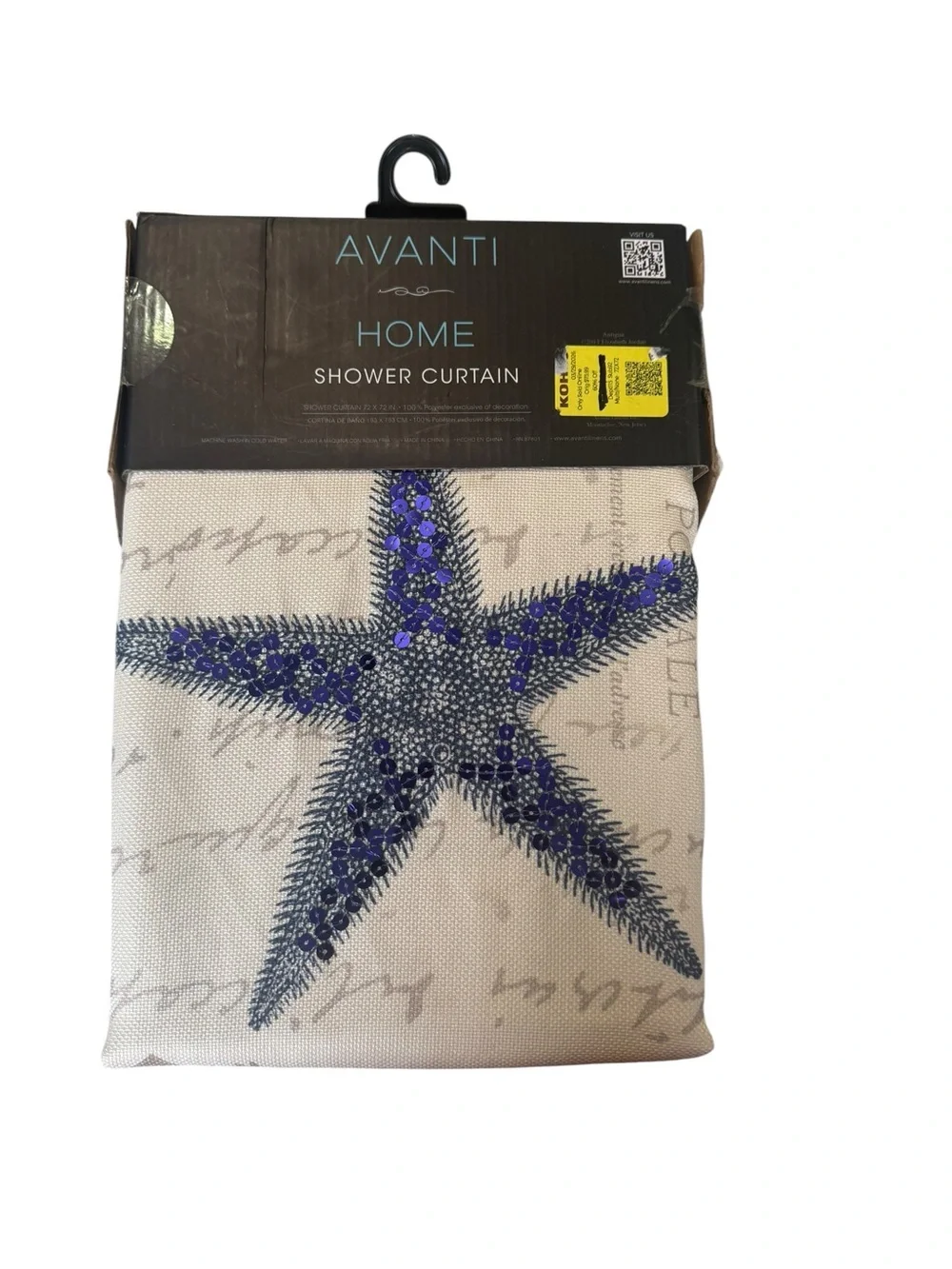 Avanti Home Antigua Coastal Starfish Shower Curtain 72x72 New